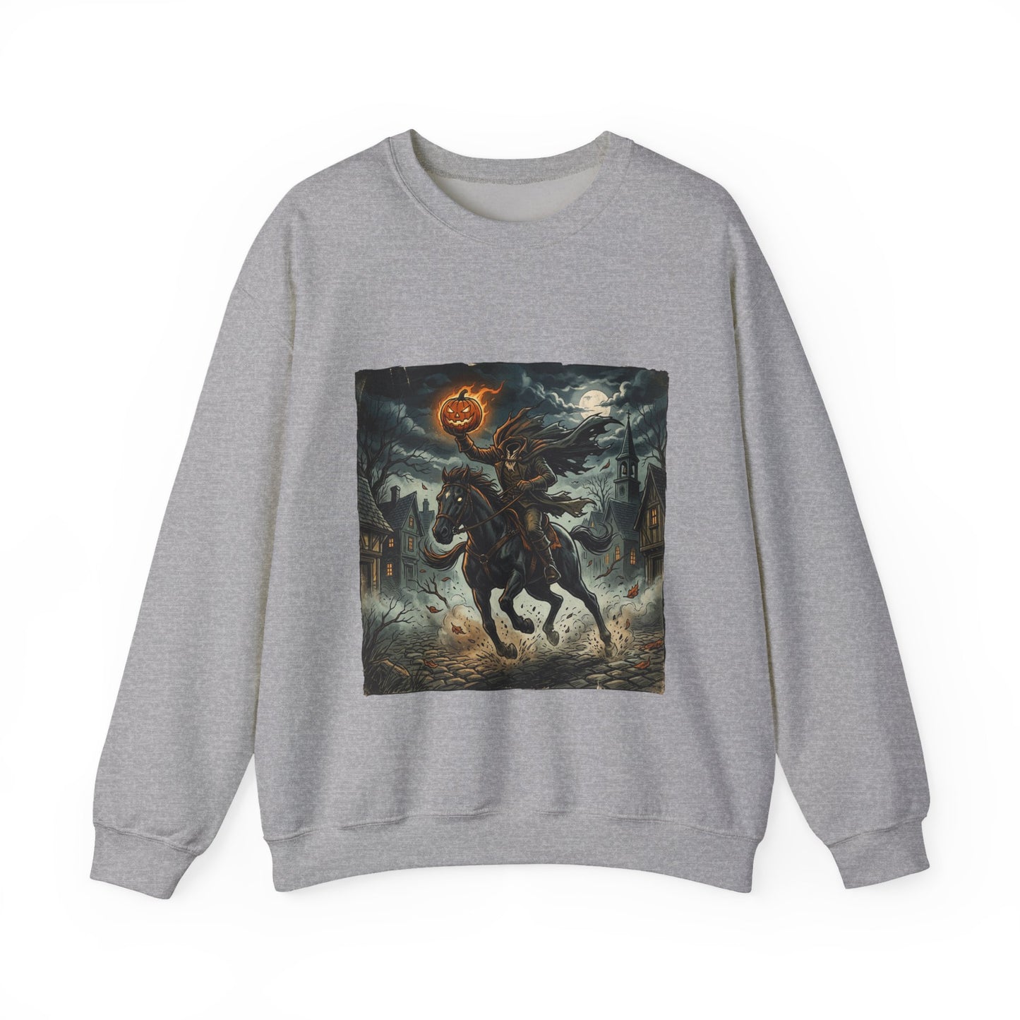 Headless Horseman Halloween Sweatshirt — Pumpkin-Head Rider Crewneck