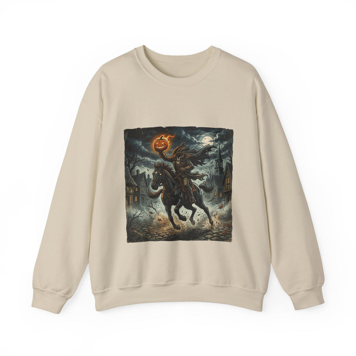 Headless Horseman Halloween Sweatshirt — Pumpkin-Head Rider Crewneck