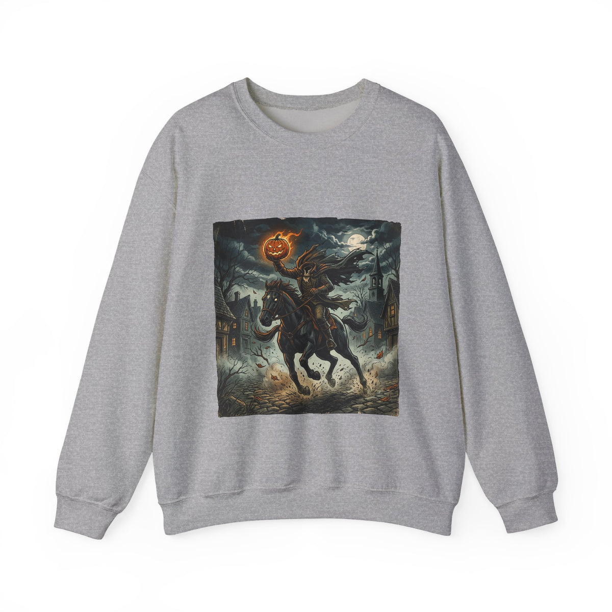 Headless Horseman Halloween Sweatshirt — Pumpkin-Head Rider Crewneck