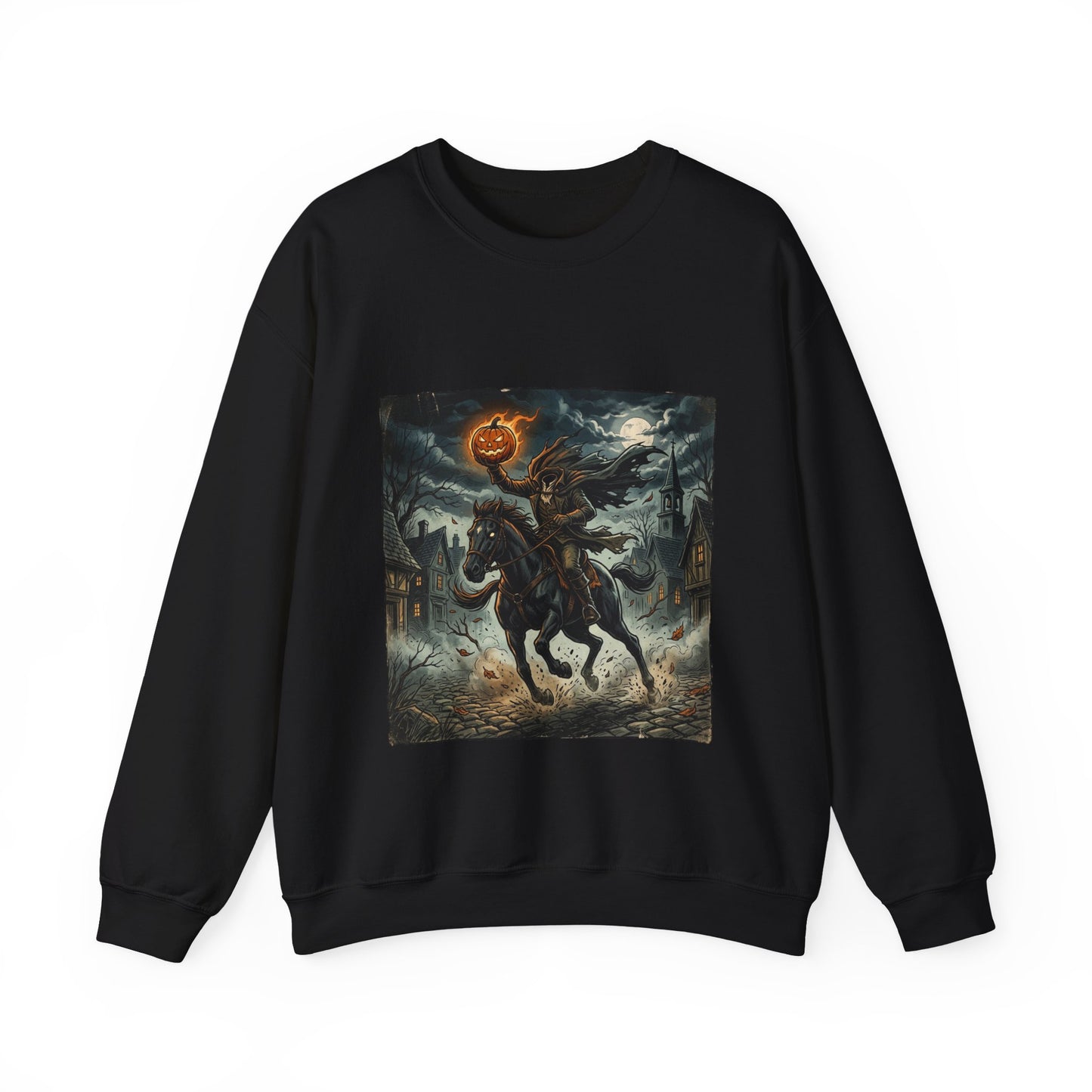 Headless Horseman Halloween Sweatshirt — Pumpkin-Head Rider Crewneck