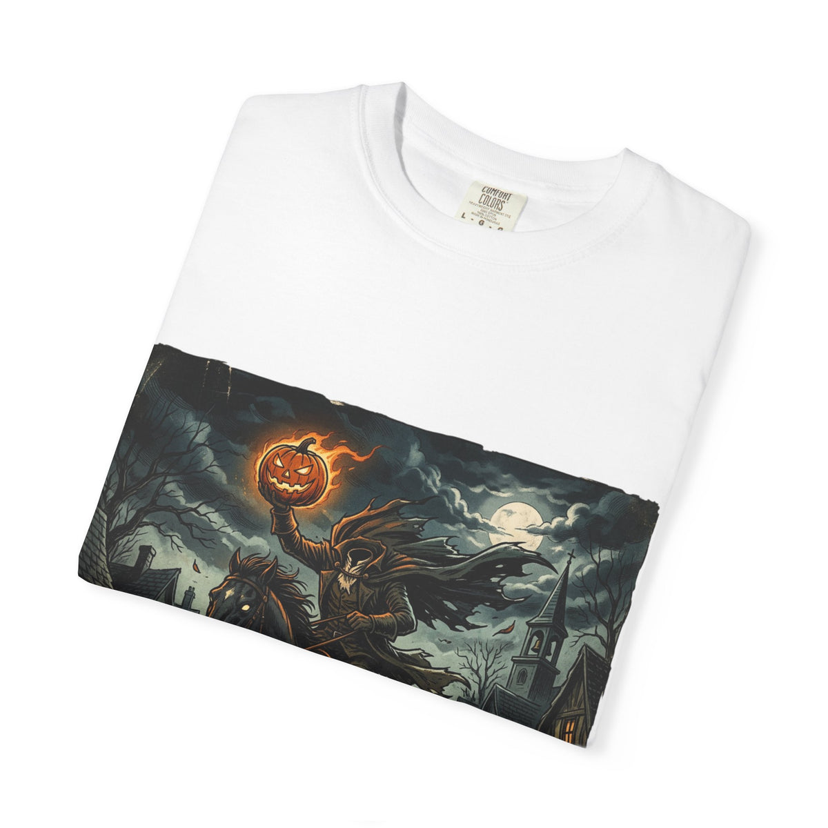 Headless Horseman Halloween T-Shirt — Pumpkin-Head Rider Graphic Tee