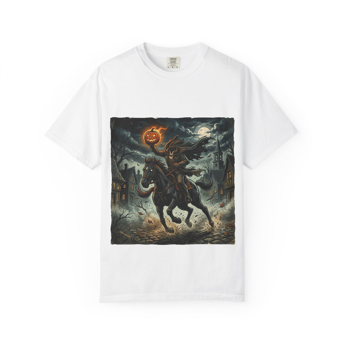 Headless Horseman Halloween T-Shirt — Pumpkin-Head Rider Graphic Tee