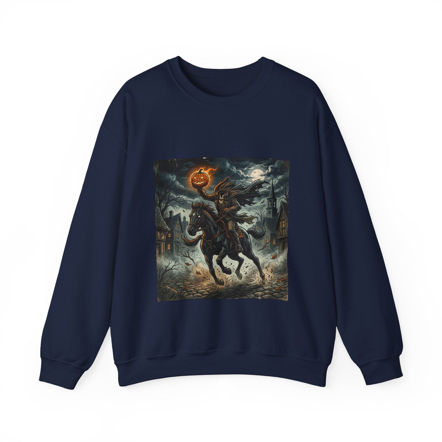 Headless Horseman Halloween Sweatshirt — Pumpkin-Head Rider Crewneck