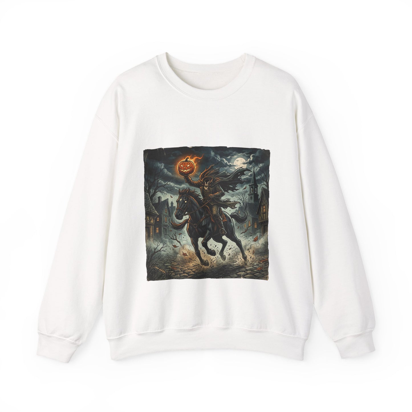 Headless Horseman Halloween Sweatshirt — Pumpkin-Head Rider Crewneck